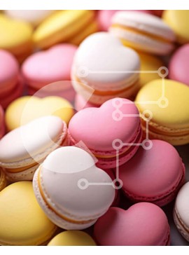 Σετ των 2 Intra Συλλεκτικό Ξύλινο Παζλ Plywood  4mm - Λαχταριστά μακαρόν σε σχήμα καρδιάς σε ροζ, κίτρινο και λευκό Σε Ξύλινο Κουτί - Διαστάσεις: 10x10 cm – 25 κομμάτια