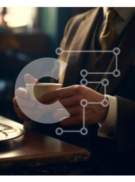 Intra Συλλεκτικό Ξύλινο Παζλ Plywood  4mm - Κομψός άνδρας που απολαμβάνει ένα γεύμα στο τραπέζι Σε Ξύλινο Κουτί - Διαστάσεις Puzzle: 10x10 cm – 25 κομμάτια