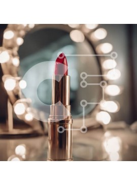 Σετ των 2 Intra Συλλεκτικό Ξύλινο Παζλ Plywood  4mm - Γυαλιστερό κόκκινο κραγιόν στο τραπέζι με αντανάκλαση καθρέφτη Σε Ξύλινο Κουτί - Διαστάσεις: 10x10 cm – 25 κομμάτια