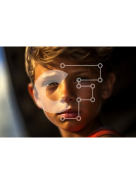 Intra Συλλεκτικό Ξύλινο Παζλ Plywood  4mm - Πορτρέτο ενός νεαρού αγοριού με ξανθά μαλλιά και μπλε μάτια Σε Ξύλινο Κουτί - Διαστάσεις Puzzle: 10x10 cm – 25 κομμάτια