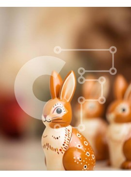 Intra Συλλεκτικό Ξύλινο Παζλ Plywood  4mm - Ομάδα ειδωλίων κουνελιών στο τραπέζι Σε Ξύλινο Κουτί - Διαστάσεις Puzzle: 10x10 cm – 25 κομμάτια