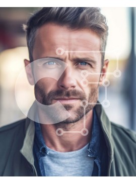 Intra Συλλεκτικό Ξύλινο Παζλ Plywood  4mm - Πορτρέτο ενός σοβαρού άνδρα με πράσινο σακάκι και μπλε πουκάμισο Σε Ξύλινο Κουτί - Διαστάσεις Puzzle: 10x10 cm – 25 κομμάτια