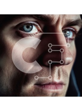 Intra Συλλεκτικό Ξύλινο Παζλ Plywood  4mm - Μπλε-eyed άνδρας με κουκούλα - Φωτογραφία Αρχείου Σε Ξύλινο Κουτί - Διαστάσεις Puzzle: 10x10 cm – 25 κομμάτια