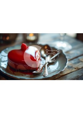 Σετ των 2 Intra Συλλεκτικό Ξύλινο Παζλ Plywood  4mm - Τούρτα σε σχήμα καρδιάς με ασημικά Σε Ξύλινο Κουτί - Διαστάσεις: 10x10 cm – 25 κομμάτια