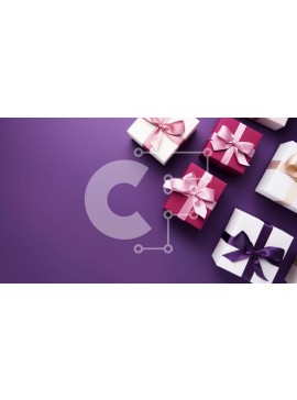 Intra Συλλεκτικό Ξύλινο Παζλ Plywood  4mm - Κουτιά δώρων σε μωβ φόντο με φιόγκους Σε Ξύλινο Κουτί - Διαστάσεις Puzzle: 10x10 cm – 25 κομμάτια