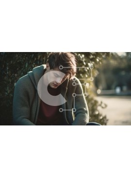 Intra Συλλεκτικό Ξύλινο Παζλ Plywood  4mm - Απογοητευμένος άνδρας που κάθεται στον πάγκο Σε Ξύλινο Κουτί - Διαστάσεις Puzzle: 10x10 cm – 25 κομμάτια