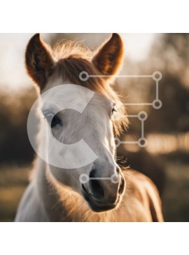 Intra Συλλεκτικό Ξύλινο Παζλ Plywood  4mm - Λευκό Άλογο που στέκεται σε ένα χωράφι με ψηλό γρασίδι και δέντρα Σε Ξύλινο Κουτί - Διαστάσεις: 10x10 cm – 25 κομμάτια