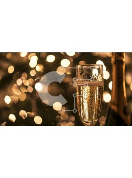 Intra Συλλεκτικό Ξύλινο Παζλ Plywood  4mm - Ποτήρι σαμπάνια την παραμονή της Πρωτοχρονιάς με εορταστικό φωτισμό Σε Ξύλινο Κουτί - Διαστάσεις Puzzle: 10x10 cm – 25 κομμάτια