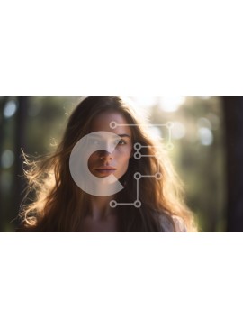 Intra Συλλεκτικό Ξύλινο Παζλ Plywood  4mm - Νεαρή γυναίκα στο δάσος με ρέοντα μαλλιά Σε Ξύλινο Κουτί - Διαστάσεις Puzzle: 10x10 cm – 25 κομμάτια