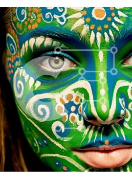 Intra Συλλεκτικό Ξύλινο Παζλ Plywood  4mm - Πολύχρωμη ζωγραφική προσώπου σε γυναίκα με κομψή στολή Σε Ξύλινο Κουτί - Διαστάσεις Puzzle: 10x10 cm – 25 κομμάτια