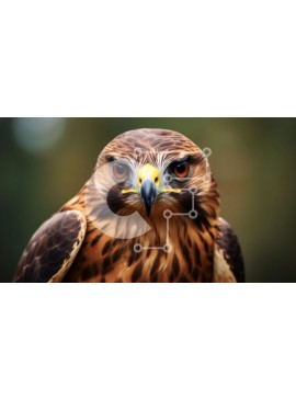 Σετ των 2 Intra Συλλεκτικό Ξύλινο Παζλ Plywood  4mm - Κοντινό πλάνο του προσώπου ενός γερακιού με κοφτερό ράμφος και διαπεραστικά μάτια Σε Ξύλινο Κουτί - Διαστάσεις: 10x10 cm – 25 κομμάτια