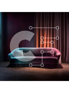 Intra Συλλεκτικό Ξύλινο Παζλ Plywood  4mm - Μωβ βελούδινος καναπές με μοτίβο λουλουδιών σε δωμάτιο με χαμηλό φωτισμό Σε Ξύλινο Κουτί - Διαστάσεις Puzzle: 10x10 cm – 25 κομμάτια