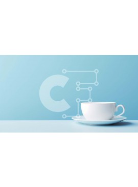 Σετ των 2 Intra Συλλεκτικό Ξύλινο Παζλ Plywood  4mm - Λευκό φλιτζάνι καφέ και πιατάκι στο μπλε τραπέζι Σε Ξύλινο Κουτί - Διαστάσεις: 10x10 cm – 25 κομμάτια