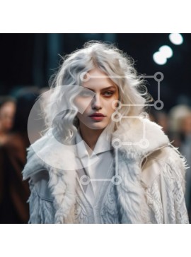 Σετ των 2 Intra Συλλεκτικό Ξύλινο Παζλ Plywood  4mm - Μόδα λευκό γούνινο παλτό στο μοντέλο Runway Σε Ξύλινο Κουτί - Διαστάσεις: 10x10 cm – 25 κομμάτια