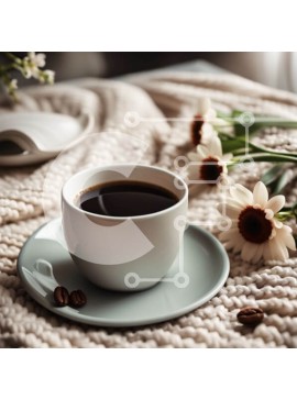 Σετ των 2 Intra Συλλεκτικό Ξύλινο Παζλ Plywood  4mm - Άνετη και ζεστή ώρα για καφέ με μια όμορφη πλεκτή κουβέρτα και φρέσκα λουλούδια Σε Ξύλινο Κουτί - Διαστάσεις: 10x10 cm – 25 κομμάτια