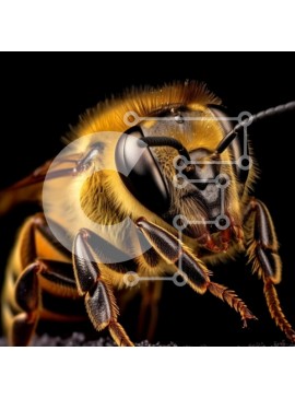 Intra Συλλεκτικό Ξύλινο Παζλ Plywood  4mm - Εκπληκτική μακρο λήψη του προσώπου της μέλισσας σε μαύρο φόντο Σε Ξύλινο Κουτί - Διαστάσεις: 10x10 cm – 25 κομμάτια