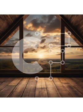 Intra Συλλεκτικό Ξύλινο Παζλ Plywood  4mm - Γραφική θέα στην κοιλάδα και τα βουνά από ένα αραιά επιπλωμένο δωμάτιο Σε Ξύλινο Κουτί - Διαστάσεις Puzzle: 10x10 cm – 25 κομμάτια