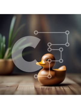 Intra Συλλεκτικό Ξύλινο Παζλ Plywood  4mm - Χαριτωμένο ξύλινο ειδώλιο πάπιας σε ένα ξύλινο τραπέζι Σε Ξύλινο Κουτί - Διαστάσεις Puzzle: 10x10 cm – 25 κομμάτια