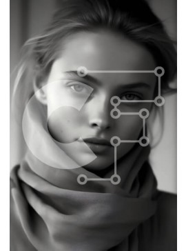 Intra Συλλεκτικό Ξύλινο Παζλ Plywood  4mm - Σοβαρή γυναίκα με ένα κασκόλ που κοιτάζει την κάμερα Σε Ξύλινο Κουτί - Διαστάσεις Puzzle: 10x10 cm – 25 κομμάτια