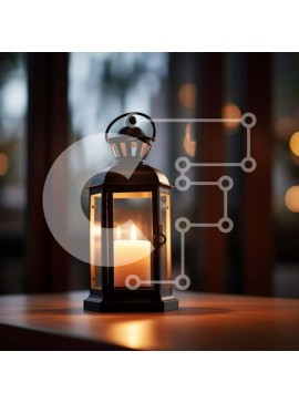 Intra Συλλεκτικό Ξύλινο Παζλ Plywood  4mm - Φανάρι υπό το φως των κεριών στο τραπέζι με ανοιχτό παράθυρο Σε Ξύλινο Κουτί - Διαστάσεις Puzzle: 10x10 cm – 25 κομμάτια