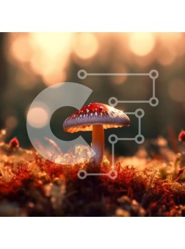 Intra Συλλεκτικό Ξύλινο Παζλ Plywood  4mm - Όμορφη εικόνα ενός μανιταριού σε ένα δάσος στο ηλιοβασίλεμα Σε Ξύλινο Κουτί - Διαστάσεις: 10x10 cm – 25 κομμάτια