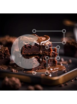 Σετ των 2 Intra Συλλεκτικό Ξύλινο Παζλ Plywood  4mm - Νόστιμη κινηματογράφηση σε πρώτο πλάνο ενός Brownie σοκολάτας με σάλτσα σοκολάτας Σε Ξύλινο Κουτί - Διαστάσεις: 10x10 cm – 25 κομμάτια