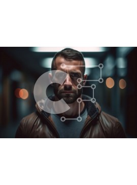 Intra Συλλεκτικό Ξύλινο Παζλ Plywood  4mm - Έντονο πορτρέτο ενός άνδρα με δερμάτινο μπουφάν Σε Ξύλινο Κουτί - Διαστάσεις Puzzle: 10x10 cm – 25 κομμάτια