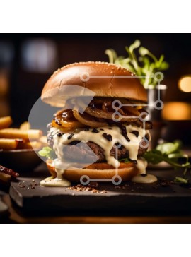 Σετ των 2 Intra Συλλεκτικό Ξύλινο Παζλ Plywood  4mm - Καταπληκτική εικόνα ενός Cheeseburger με πατάτες Σε Ξύλινο Κουτί - Διαστάσεις: 10x10 cm – 25 κομμάτια