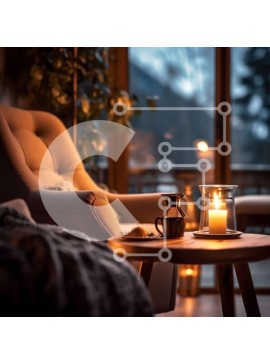 Intra Συλλεκτικό Ξύλινο Παζλ Plywood  4mm - Ζεστό και φιλόξενο σαλόνι με θέα στα χιονισμένα δέντρα και τα βουνά Σε Ξύλινο Κουτί - Διαστάσεις Puzzle: 10x10 cm – 25 κομμάτια