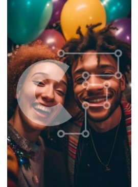 Intra Συλλεκτικό Ξύλινο Παζλ Plywood  4mm - Διασκεδαστική και πολύχρωμη selfie με μπαλόνια ως φόντο Σε Ξύλινο Κουτί - Διαστάσεις Puzzle: 10x10 cm – 25 κομμάτια