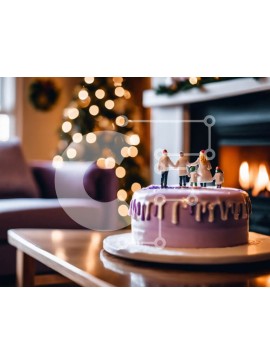 Σετ των 2 Intra Συλλεκτικό Ξύλινο Παζλ Plywood  4mm - Μωβ κέικ με ειδώλια και κεριά Σε Ξύλινο Κουτί - Διαστάσεις: 10x10 cm – 25 κομμάτια