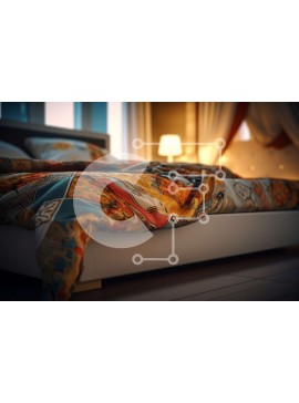 Intra Συλλεκτικό Ξύλινο Παζλ Plywood  4mm - Ζεστό και φιλόξενο υπνοδωμάτιο με πολύχρωμο κάλυμμα και χαμηλό φωτισμό Σε Ξύλινο Κουτί - Διαστάσεις Puzzle: 10x10 cm – 25 κομμάτια