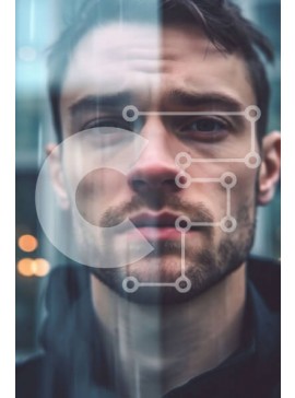 Intra Συλλεκτικό Ξύλινο Παζλ Plywood  4mm - Σοβαρός νεαρός άνδρας με μαύρο κουκούλα που στέκεται μπροστά από τον βροχερό γυάλινο τοίχο Σε Ξύλινο Κουτί - Διαστάσεις Puzzle: 10x10 cm – 25 κομμάτια