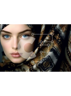 Intra Συλλεκτικό Ξύλινο Παζλ Plywood  4mm - Κομψή γυναίκα με χιτζάμπ και πολύχρωμο κασκόλ Σε Ξύλινο Κουτί - Διαστάσεις Puzzle: 10x10 cm – 25 κομμάτια