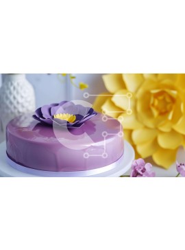 Σετ των 2 Intra Συλλεκτικό Ξύλινο Παζλ Plywood  4mm - Μωβ κέικ με κίτρινα λουλούδια Σε Ξύλινο Κουτί - Διαστάσεις: 10x10 cm – 25 κομμάτια