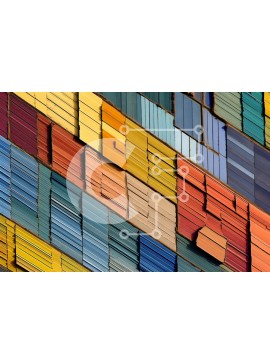 Intra Συλλεκτικό Ξύλινο Παζλ Plywood  4mm - Κοντινή όψη στοιβαγμένων εμπορευματοκιβωτίων αποστολής σε διάφορα χρώματα Σε Ξύλινο Κουτί - Διαστάσεις Puzzle: 10x10 cm – 25 κομμάτια