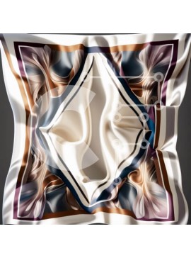 Σετ των 2 Intra Συλλεκτικό Ξύλινο Παζλ Plywood  4mm - Κομψό μεταξωτό κασκόλ με γεωμετρικό σχέδιο σε μπλε, καφέ και μπεζ Σε Ξύλινο Κουτί - Διαστάσεις: 10x10 cm – 25 κομμάτια