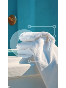 Intra Συλλεκτικό Ξύλινο Παζλ Plywood  4mm - Όμορφη κινηματογράφηση σε πρώτο πλάνο μιας όμορφα διπλωμένης λευκής πετσέτας σε μια λευκή πορσελάνινη μπανιέρα Σε Ξύλινο Κουτί - Διαστάσεις Puzzle: 10x10 cm – 25 κομμάτια