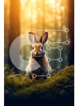 Σετ των 2 Intra Συλλεκτικό Ξύλινο Παζλ Plywood  4mm - Αξιολάτρευτη εικόνα ενός καφέ κουνελιού σε ένα ειρηνικό δάσος Σε Ξύλινο Κουτί - Διαστάσεις: 10x10 cm – 25 κομμάτια