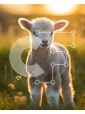 Σετ των 2 Intra Συλλεκτικό Ξύλινο Παζλ Plywood  4mm - Όμορφη εικόνα ενός χαριτωμένου αρνιού σε ένα χωράφι στο ηλιοβασίλεμα Σε Ξύλινο Κουτί - Διαστάσεις: 10x10 cm – 25 κομμάτια