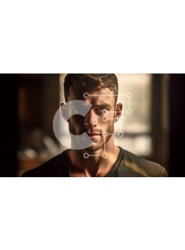 Intra Συλλεκτικό Ξύλινο Παζλ Plywood  4mm - Έντονο πορτρέτο ενός άνδρα Σε Ξύλινο Κουτί - Διαστάσεις Puzzle: 10x10 cm – 25 κομμάτια