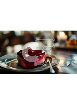 Σετ των 2 Intra Συλλεκτικό Ξύλινο Παζλ Plywood  4mm - Κέικ βατόμουρου σε σχήμα καρδιάς στο τραπέζι Σε Ξύλινο Κουτί - Διαστάσεις: 10x10 cm – 25 κομμάτια