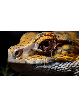 Intra Συλλεκτικό Ξύλινο Παζλ Plywood  4mm - Εκπληκτική εικόνα από κοντά μιας σαύρας με ρίγες και κίτρινα μάτια Σε Ξύλινο Κουτί - Διαστάσεις: 10x10 cm – 25 κομμάτια