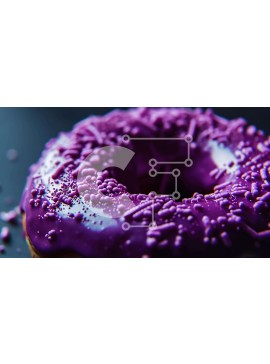 Σετ των 2 Intra Συλλεκτικό Ξύλινο Παζλ Plywood  4mm - Μωβ ντόνατ με ψεκασμούς σε ένα τραπέζι Σε Ξύλινο Κουτί - Διαστάσεις: 10x10 cm – 25 κομμάτια