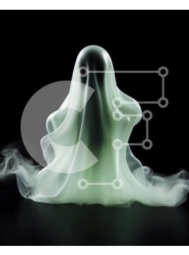 Intra Συλλεκτικό Ξύλινο Παζλ Plywood  4mm - Green Ghost in Mid-Air για τους εορτασμούς του Halloween Σε Ξύλινο Κουτί - Διαστάσεις Puzzle: 10x10 cm – 25 κομμάτια