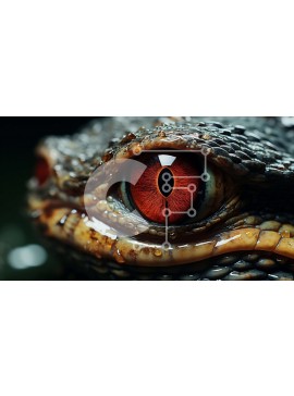 Intra Συλλεκτικό Ξύλινο Παζλ Plywood  4mm - Εκπληκτική κινηματογράφηση σε πρώτο πλάνο του ματιού ενός ερπετού με την κόκκινη ίριδα και τη μαύρη κόρη Σε Ξύλινο Κουτί - Διαστάσεις: 10x10 cm – 25 κομμάτια