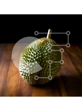 Σετ των 2 Intra Συλλεκτικό Ξύλινο Παζλ Plywood  4mm - Φρέσκα φρούτα Durian σε ένα ξύλινο τραπέζι Σε Ξύλινο Κουτί - Διαστάσεις: 10x10 cm – 25 κομμάτια