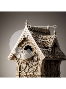 Intra Συλλεκτικό Ξύλινο Παζλ Plywood  4mm - Όμορφο Ξύλινο Σπιτάκι πουλιών με περίπλοκα σκαλίσματα Σε Ξύλινο Κουτί - Διαστάσεις: 10x10 cm – 25 κομμάτια