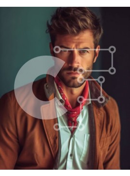 Intra Συλλεκτικό Ξύλινο Παζλ Plywood  4mm - Πορτρέτο ενός άνδρα με καφέ σακάκι και κόκκινο κασκόλ Σε Ξύλινο Κουτί - Διαστάσεις Puzzle: 10x10 cm – 25 κομμάτια