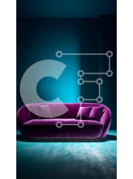 Intra Συλλεκτικό Ξύλινο Παζλ Plywood  4mm - Κομψός μωβ καναπές σε ένα σκοτεινό δωμάτιο με μπλε φωτισμό Σε Ξύλινο Κουτί - Διαστάσεις Puzzle: 10x10 cm – 25 κομμάτια